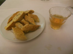 Dessert Biscotti og vin Santo
