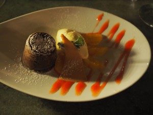 Dessert: moelleux au chocolat «Callebaut»
